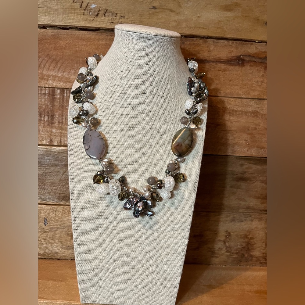 Beautiful beaded necklace with natural stones